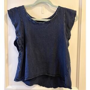Daily Practice Anthropologie Size XS Navy Lightweight Super Soft Cap Sleeve Top